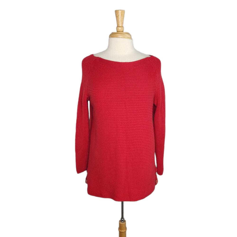 Talbots Plus Petite Ribbed Bateau Neck Sweater Red Size 1XP